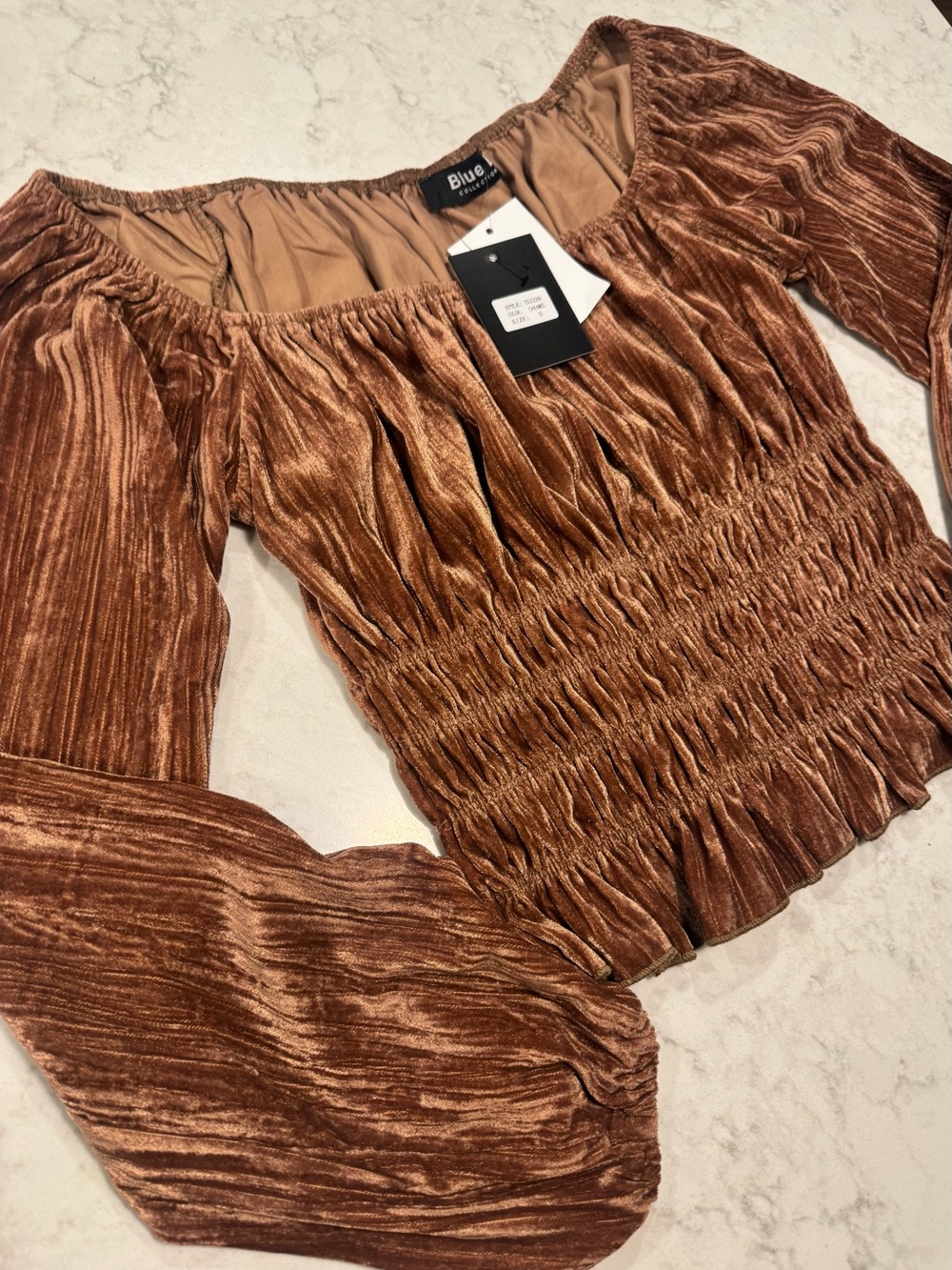 Women’s Burnt Copper Velvet Smocked Top